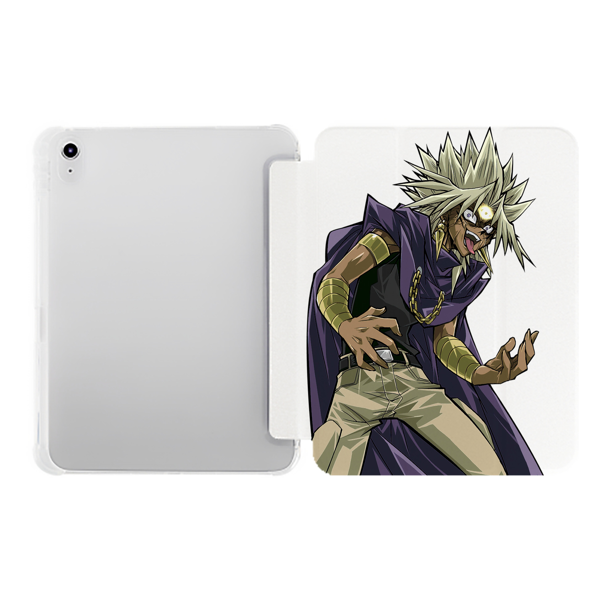 （画像用） 遊☆戯☆王 Yu-Gi-Oh! IPad ケース ペン収納付き 三つ折りスタンド PUレザー×シリコン 対応機種9.5/10.5/10.9インチ